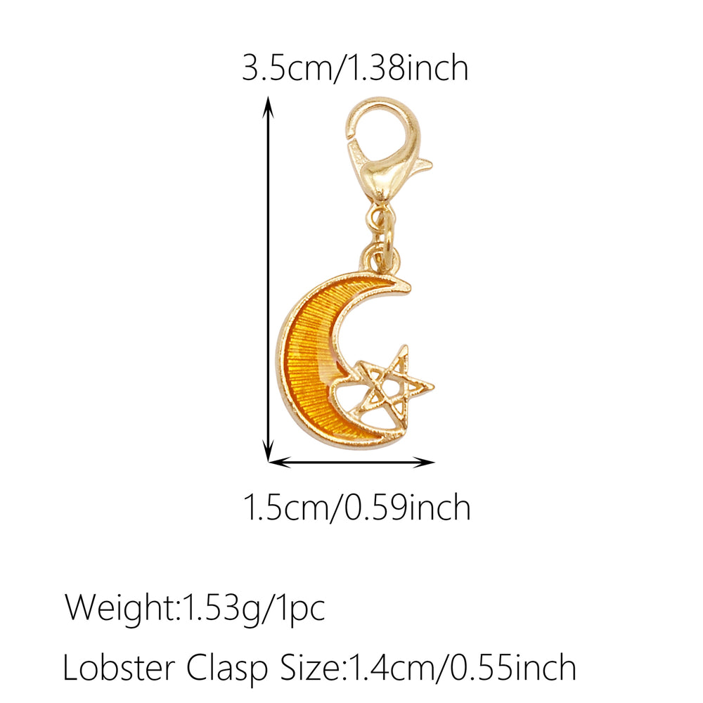 1pc Yellow Themed Enamel Charm with Clasp - Clip on Pendant with Flower Fruit Charm for Bag Key Hanging Decor, Phone Chain DIY Supplies