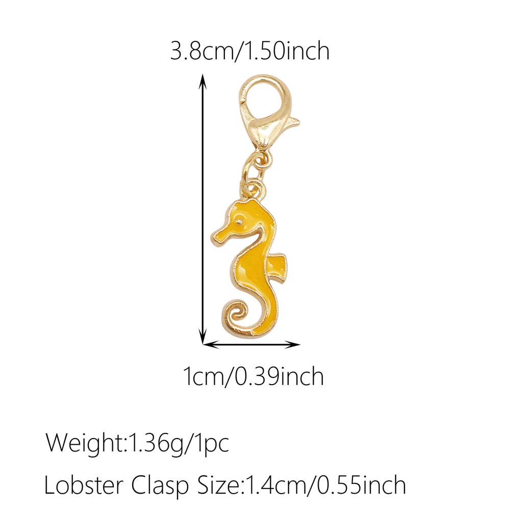 1pc Yellow Themed Enamel Charm with Clasp - Clip on Pendant with Flower Fruit Charm for Bag Key Hanging Decor, Phone Chain DIY Supplies