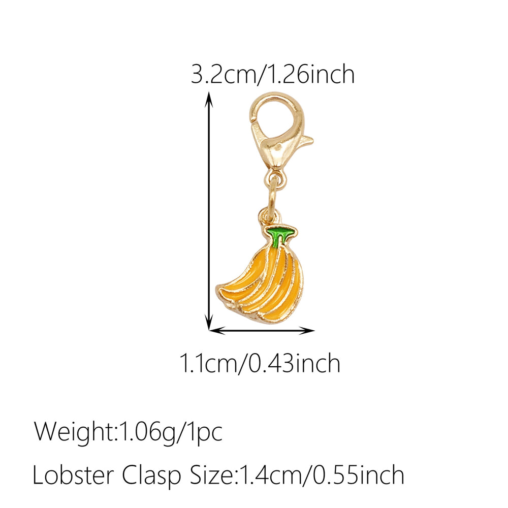 1pc Yellow Themed Enamel Charm with Clasp - Clip on Pendant with Flower Fruit Charm for Bag Key Hanging Decor, Phone Chain DIY Supplies