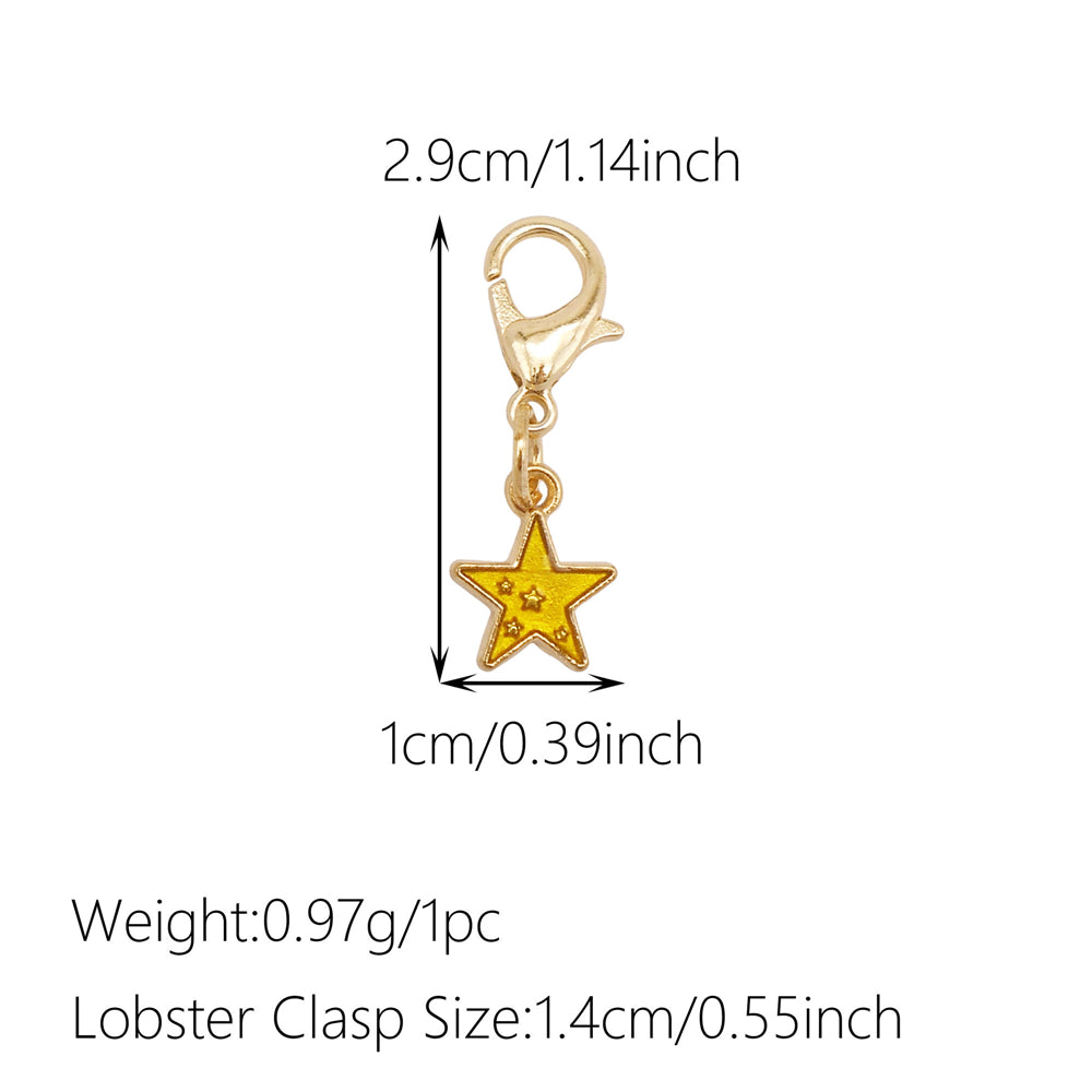 1pc Yellow Themed Enamel Charm with Clasp - Clip on Pendant with Flower Fruit Charm for Bag Key Hanging Decor, Phone Chain DIY Supplies