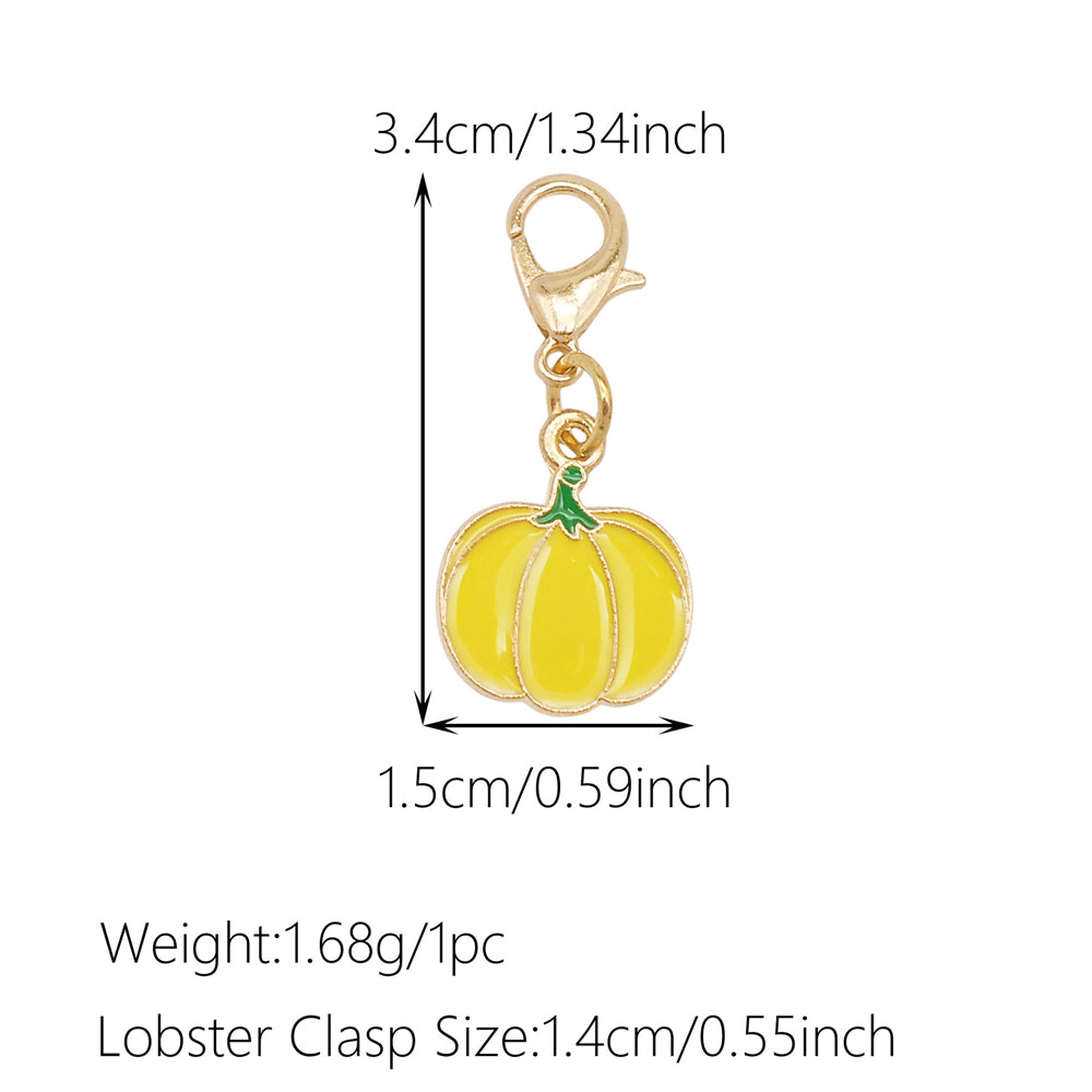 1pc Yellow Themed Enamel Charm with Clasp - Clip on Pendant with Flower Fruit Charm for Bag Key Hanging Decor, Phone Chain DIY Supplies