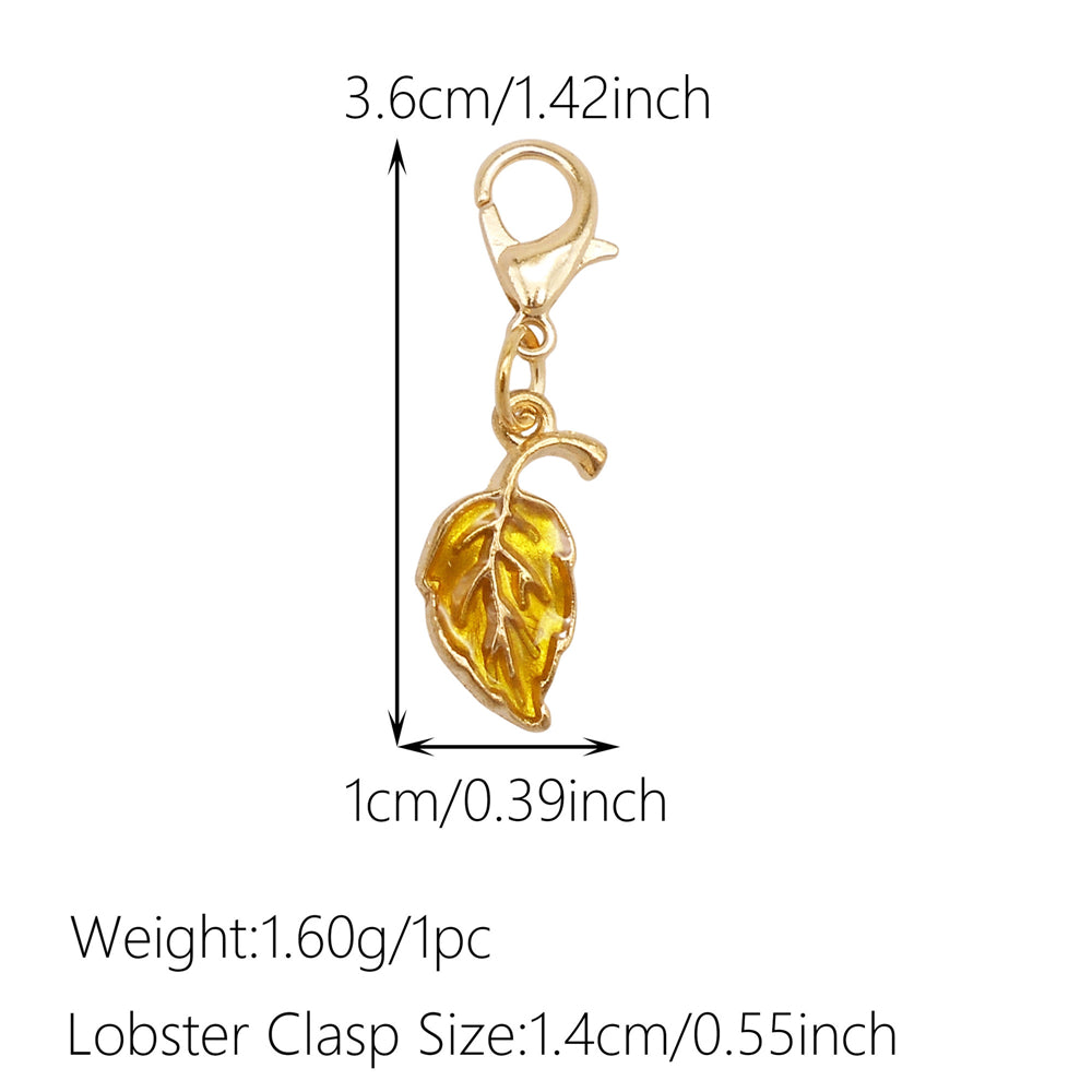1pc Yellow Themed Enamel Charm with Clasp - Clip on Pendant with Flower Fruit Charm for Bag Key Hanging Decor, Phone Chain DIY Supplies