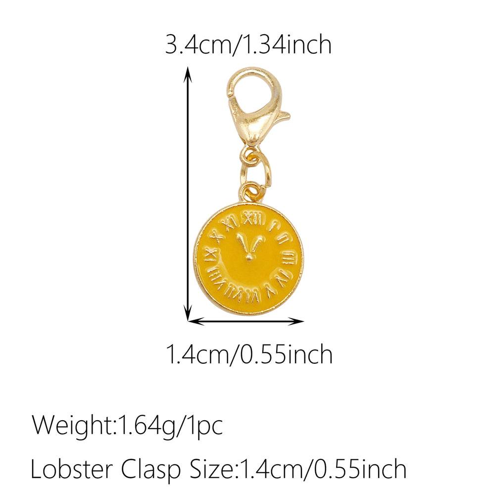 1pc Yellow Themed Enamel Charm with Clasp - Clip on Pendant with Flower Fruit Charm for Bag Key Hanging Decor, Phone Chain DIY Supplies