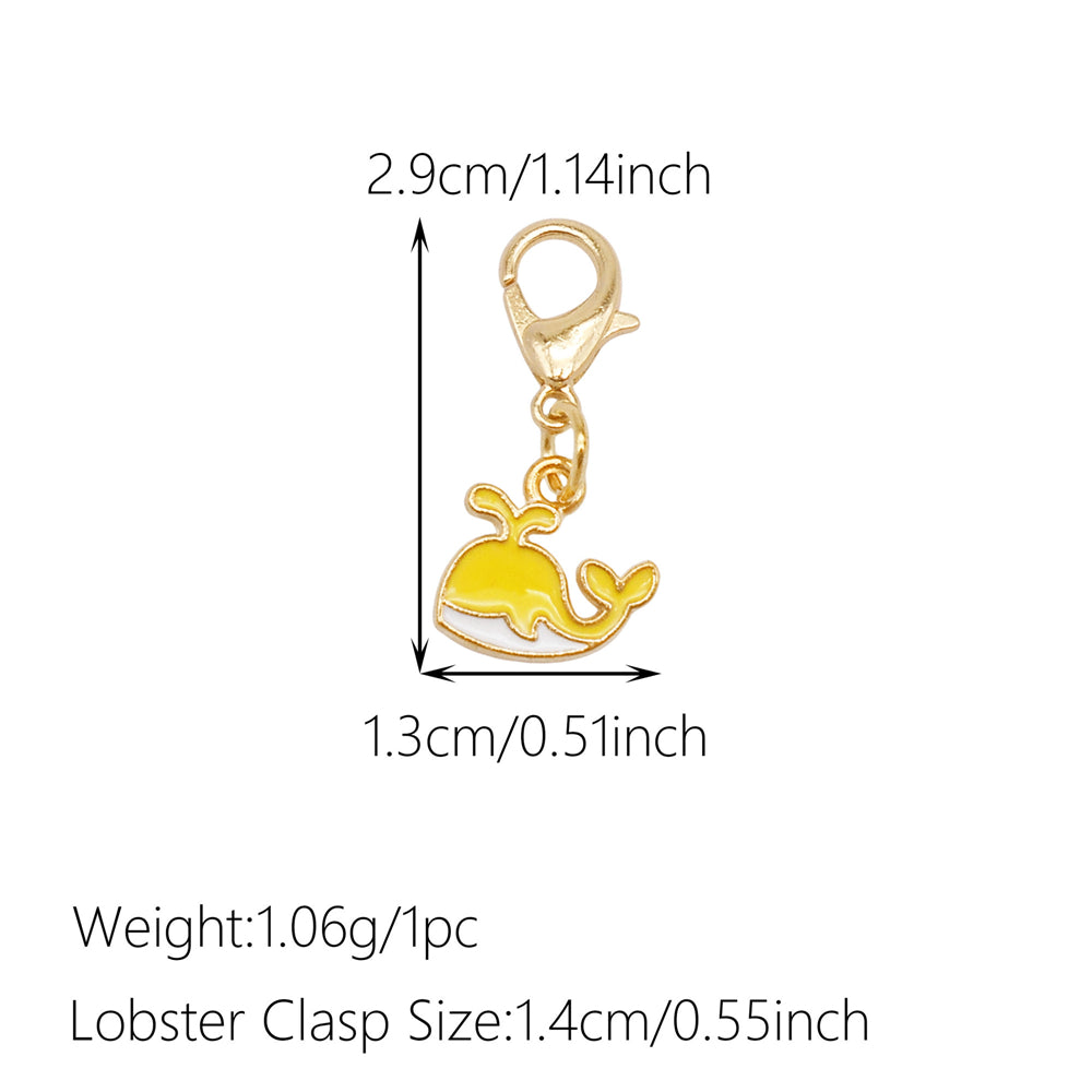 1pc Yellow Themed Enamel Charm with Clasp - Clip on Pendant with Flower Fruit Charm for Bag Key Hanging Decor, Phone Chain DIY Supplies