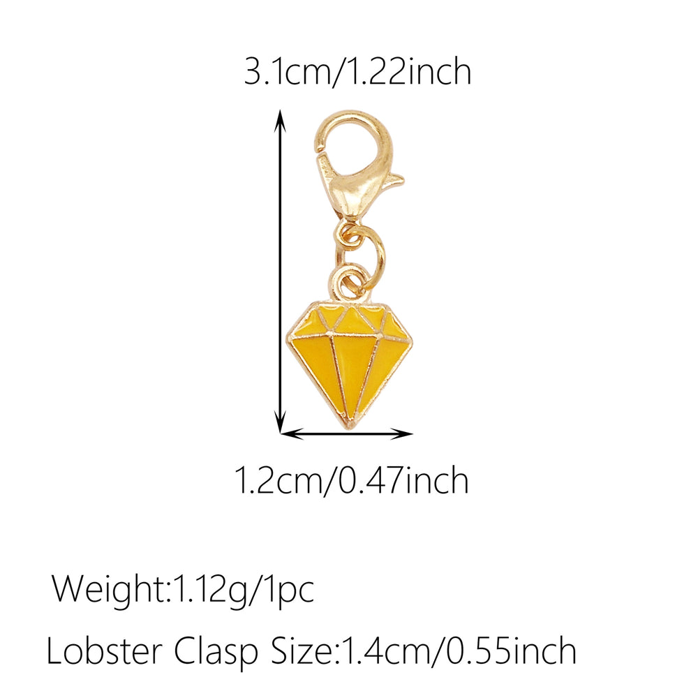 1pc Yellow Themed Enamel Charm with Clasp - Clip on Pendant with Flower Fruit Charm for Bag Key Hanging Decor, Phone Chain DIY Supplies