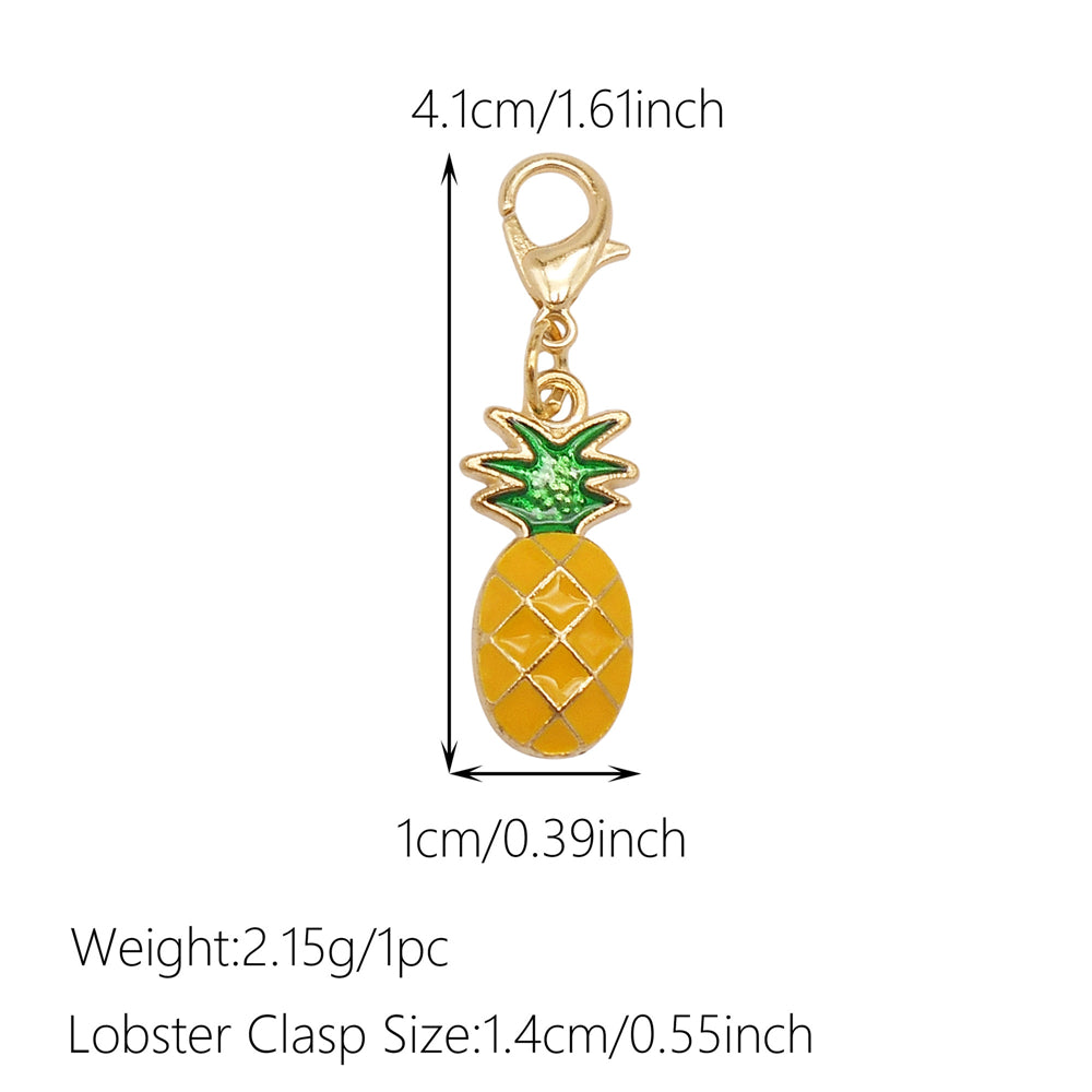 1pc Yellow Themed Enamel Charm with Clasp - Clip on Pendant with Flower Fruit Charm for Bag Key Hanging Decor, Phone Chain DIY Supplies