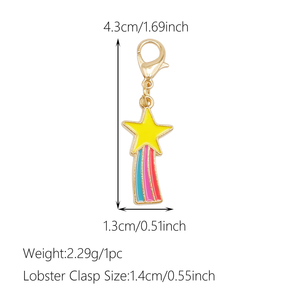 1pc Yellow Themed Enamel Charm with Clasp - Clip on Pendant with Flower Fruit Charm for Bag Key Hanging Decor, Phone Chain DIY Supplies