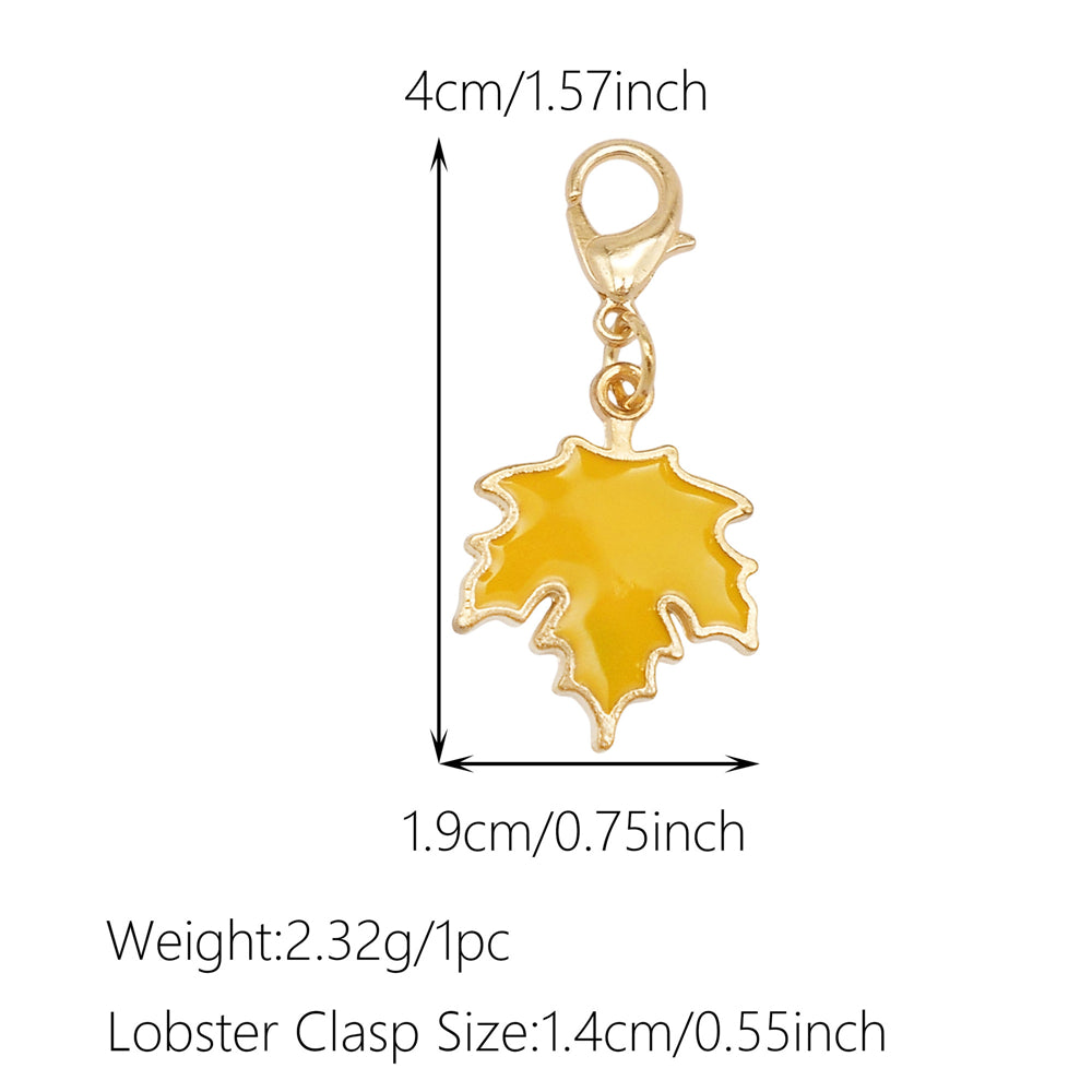 1pc Yellow Themed Enamel Charm with Clasp - Clip on Pendant with Flower Fruit Charm for Bag Key Hanging Decor, Phone Chain DIY Supplies