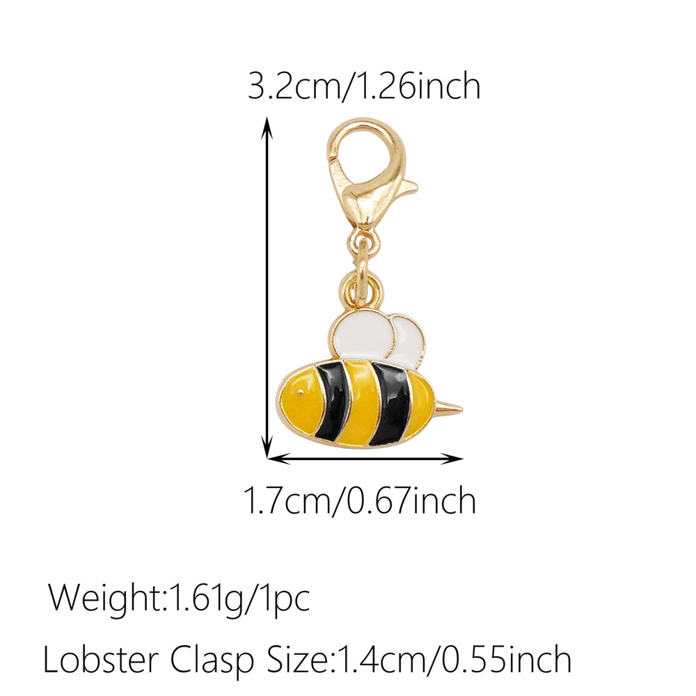 1pc Yellow Themed Enamel Charm with Clasp - Clip on Pendant with Flower Fruit Charm for Bag Key Hanging Decor, Phone Chain DIY Supplies