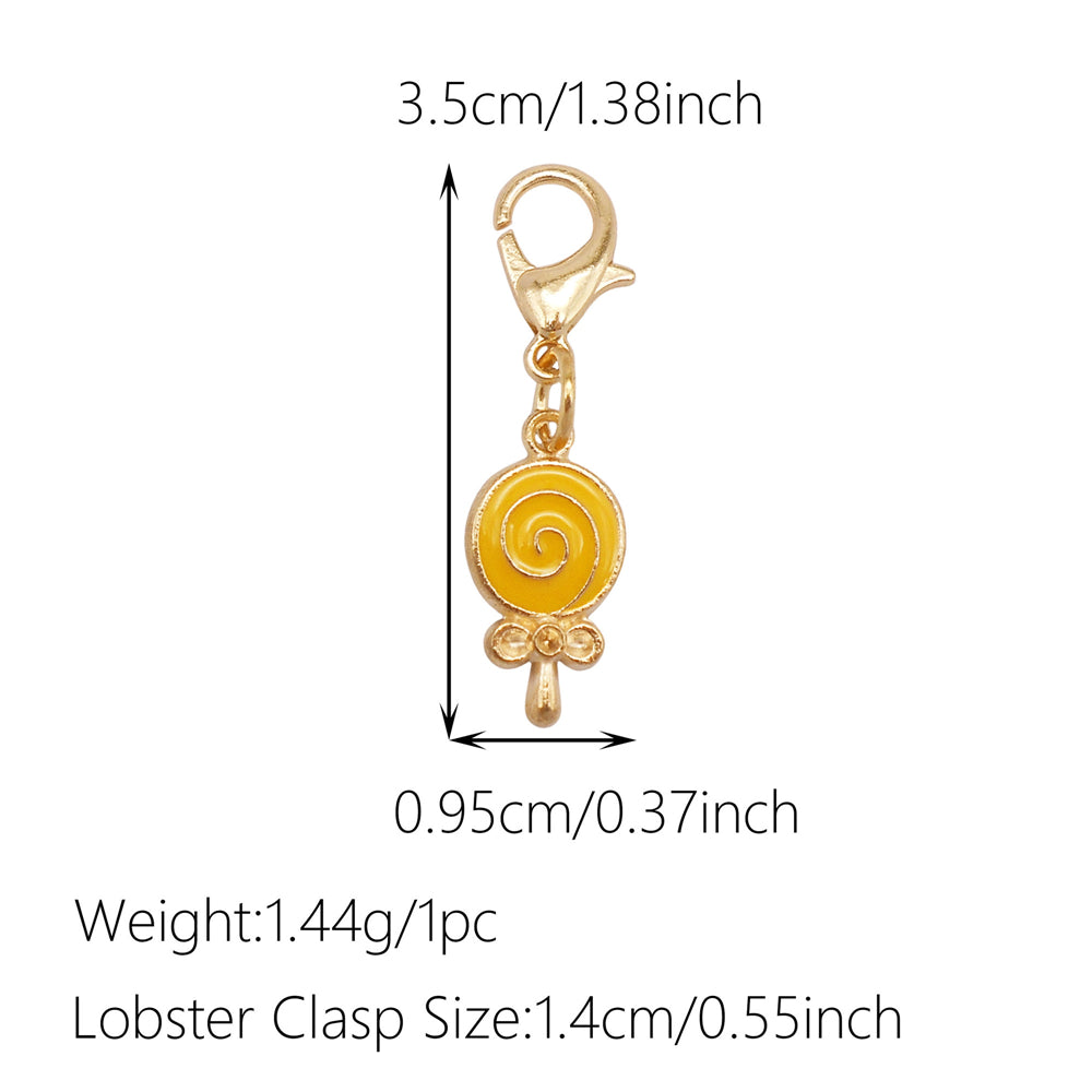 1pc Yellow Themed Enamel Charm with Clasp - Clip on Pendant with Flower Fruit Charm for Bag Key Hanging Decor, Phone Chain DIY Supplies