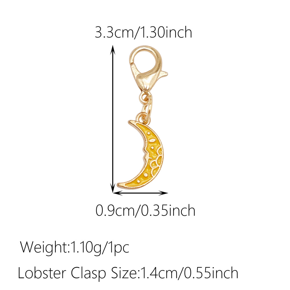 1pc Yellow Themed Enamel Charm with Clasp - Clip on Pendant with Flower Fruit Charm for Bag Key Hanging Decor, Phone Chain DIY Supplies