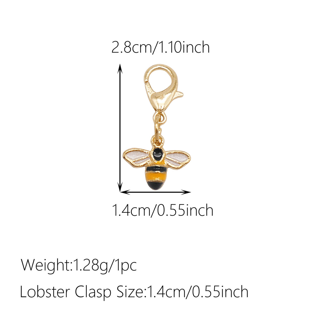 1pc Yellow Themed Enamel Charm with Clasp - Clip on Pendant with Flower Fruit Charm for Bag Key Hanging Decor, Phone Chain DIY Supplies