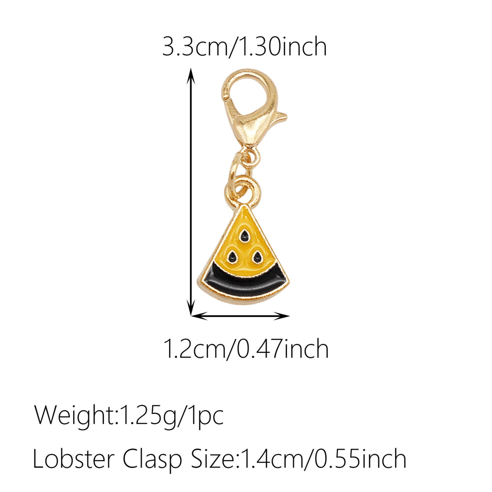 1pc Yellow Themed Enamel Charm with Clasp - Clip on Pendant with Flower Fruit Charm for Bag Key Hanging Decor, Phone Chain DIY Supplies