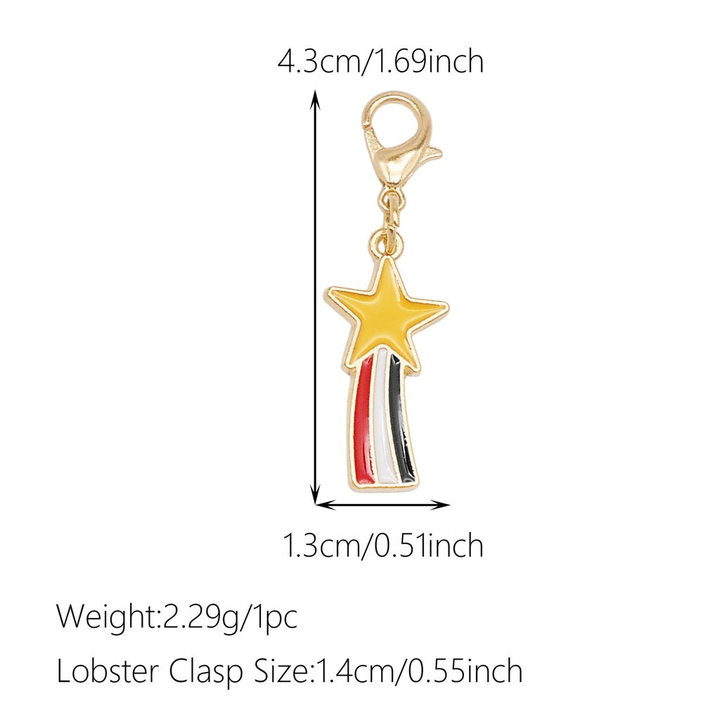 1pc Yellow Themed Enamel Charm with Clasp - Clip on Pendant with Flower Fruit Charm for Bag Key Hanging Decor, Phone Chain DIY Supplies