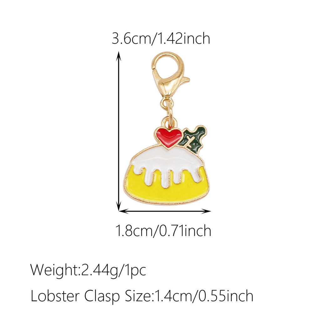 1pc Yellow Themed Enamel Charm with Clasp - Clip on Pendant with Flower Fruit Charm for Bag Key Hanging Decor, Phone Chain DIY Supplies