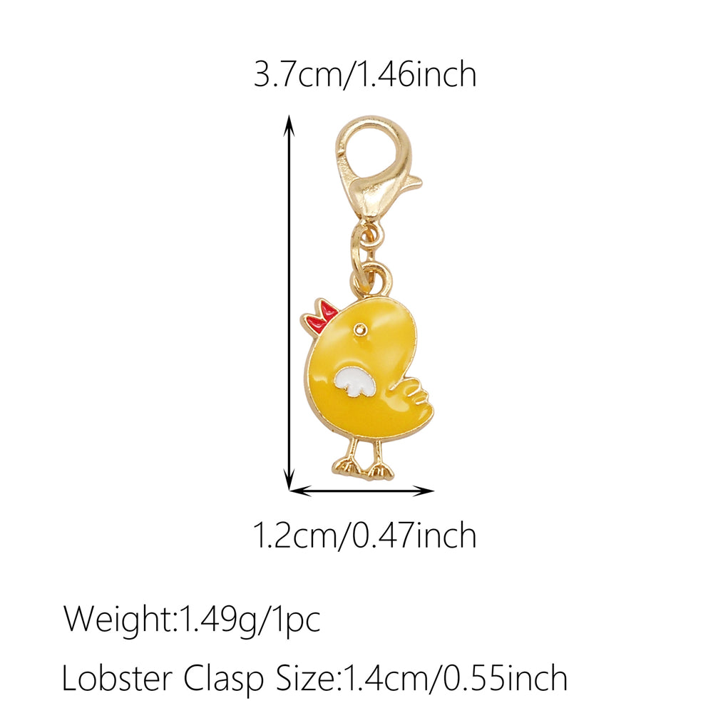 1pc Yellow Themed Enamel Charm with Clasp - Clip on Pendant with Flower Fruit Charm for Bag Key Hanging Decor, Phone Chain DIY Supplies