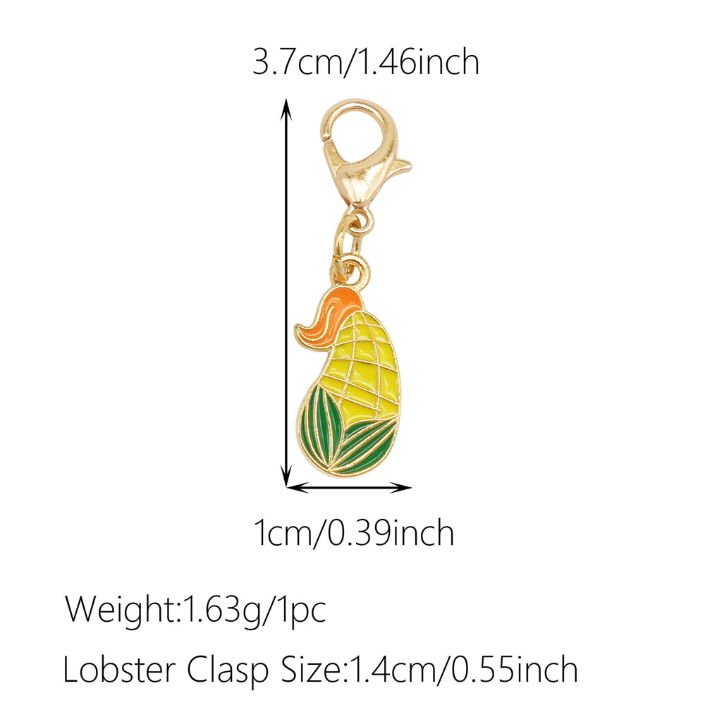1pc Yellow Themed Enamel Charm with Clasp - Clip on Pendant with Flower Fruit Charm for Bag Key Hanging Decor, Phone Chain DIY Supplies