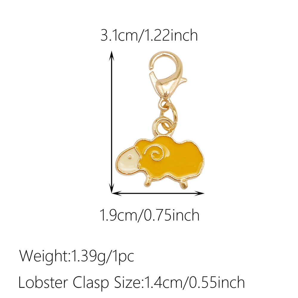 1pc Yellow Themed Enamel Charm with Clasp - Clip on Pendant with Flower Fruit Charm for Bag Key Hanging Decor, Phone Chain DIY Supplies