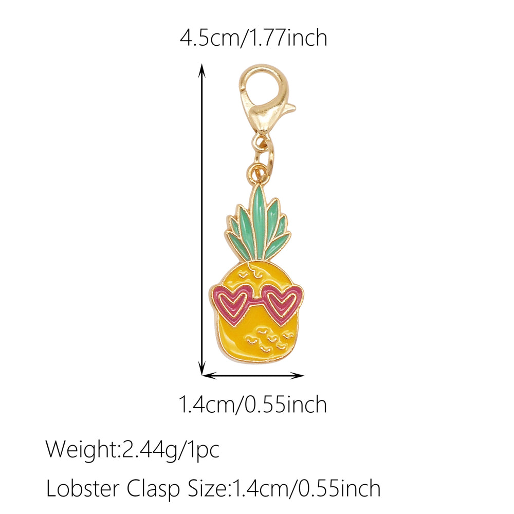 1pc Yellow Themed Enamel Charm with Clasp - Clip on Pendant with Flower Fruit Charm for Bag Key Hanging Decor, Phone Chain DIY Supplies