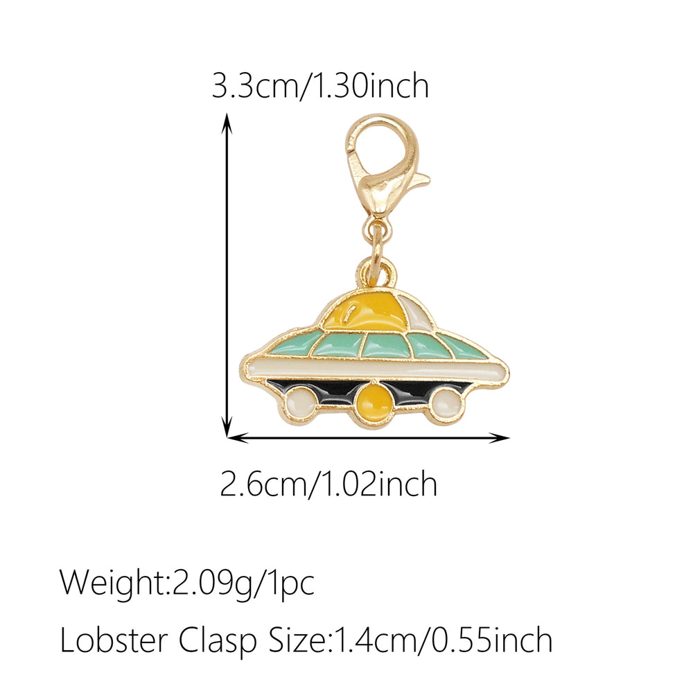 1pc Yellow Themed Enamel Charm with Clasp - Clip on Pendant with Flower Fruit Charm for Bag Key Hanging Decor, Phone Chain DIY Supplies