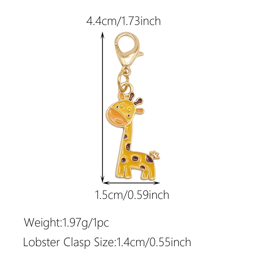 1pc Yellow Themed Enamel Charm with Clasp - Clip on Pendant with Flower Fruit Charm for Bag Key Hanging Decor, Phone Chain DIY Supplies