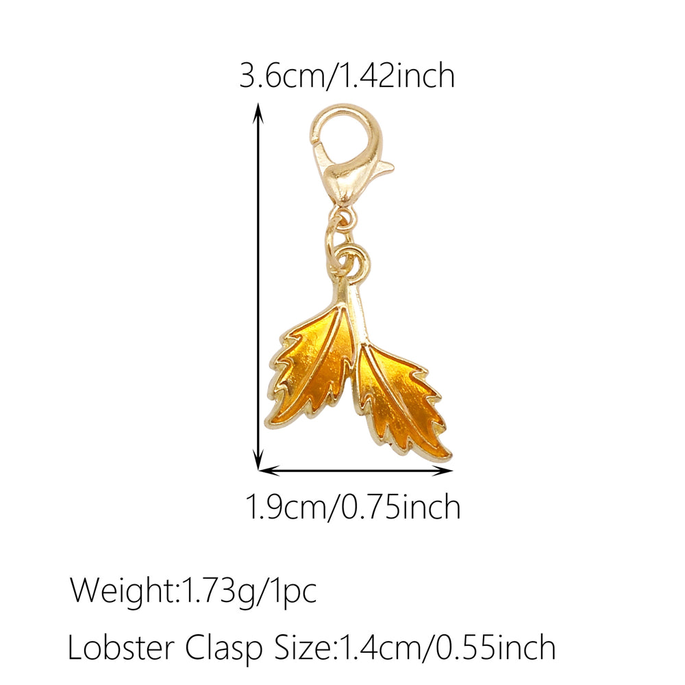 1pc Yellow Themed Enamel Charm with Clasp - Clip on Pendant with Flower Fruit Charm for Bag Key Hanging Decor, Phone Chain DIY Supplies