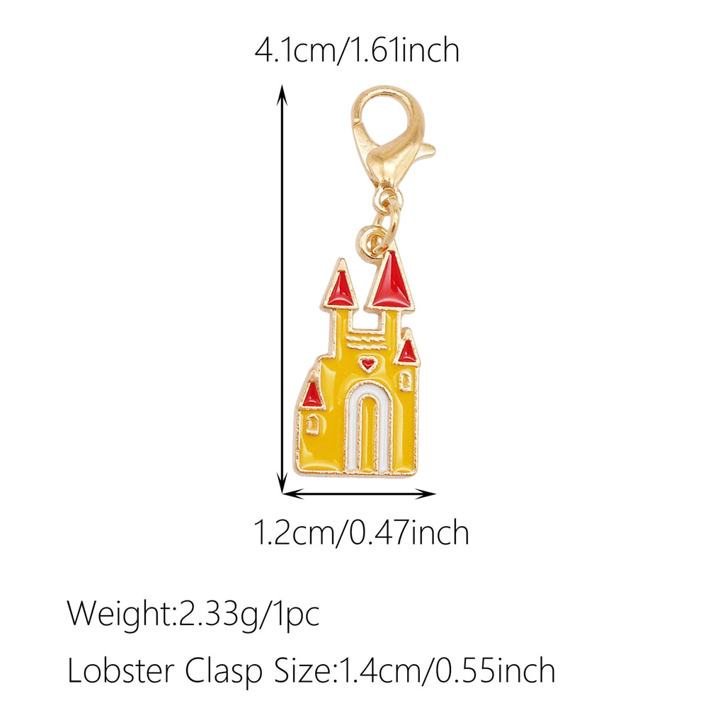 1pc Yellow Themed Enamel Charm with Clasp - Clip on Pendant with Flower Fruit Charm for Bag Key Hanging Decor, Phone Chain DIY Supplies