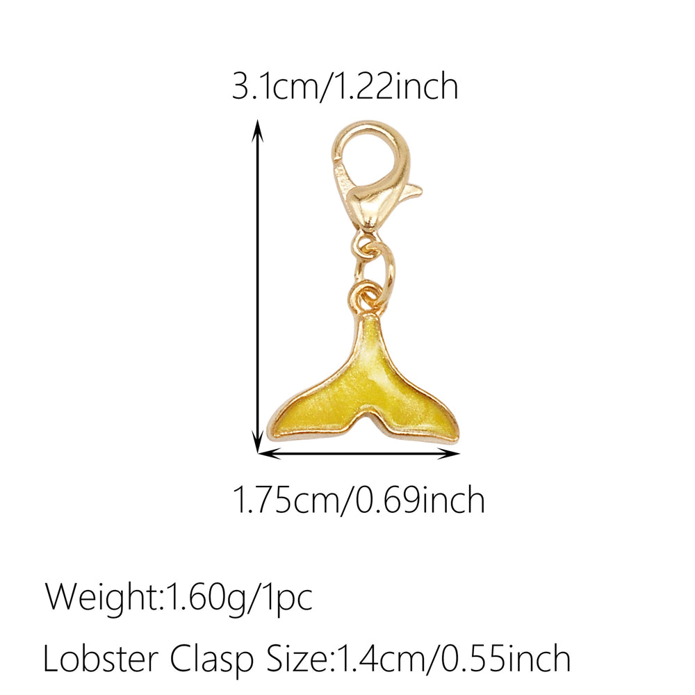 1pc Yellow Themed Enamel Charm with Clasp - Clip on Pendant with Flower Fruit Charm for Bag Key Hanging Decor, Phone Chain DIY Supplies