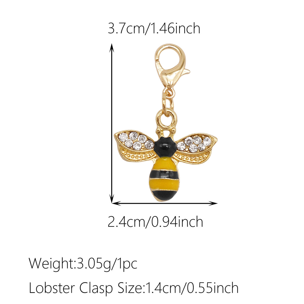1pc Yellow Themed Enamel Charm with Clasp - Clip on Pendant with Flower Fruit Charm for Bag Key Hanging Decor, Phone Chain DIY Supplies