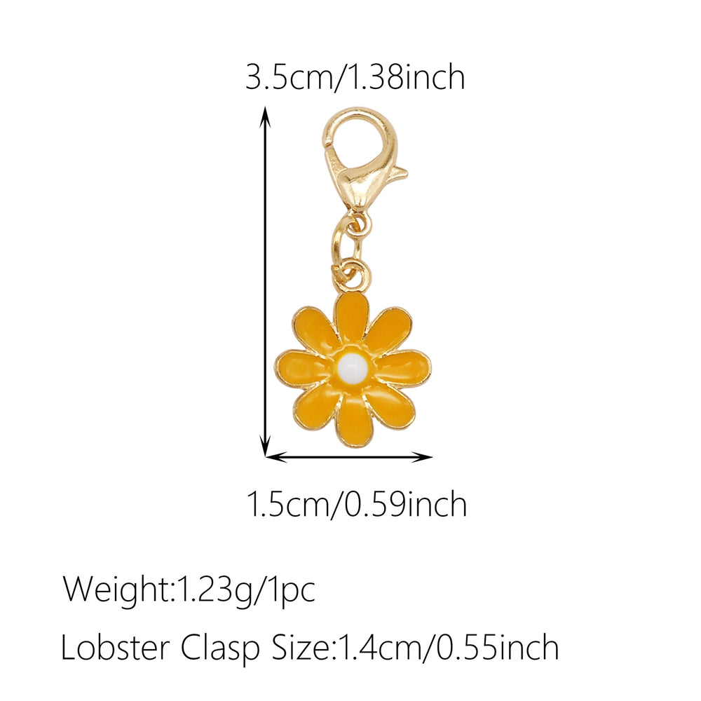 1pc Yellow Themed Enamel Charm with Clasp - Clip on Pendant with Flower Fruit Charm for Bag Key Hanging Decor, Phone Chain DIY Supplies