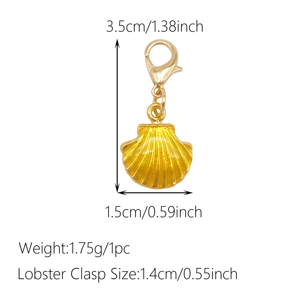 1pc Yellow Themed Enamel Charm with Clasp - Clip on Pendant with Flower Fruit Charm for Bag Key Hanging Decor, Phone Chain DIY Supplies