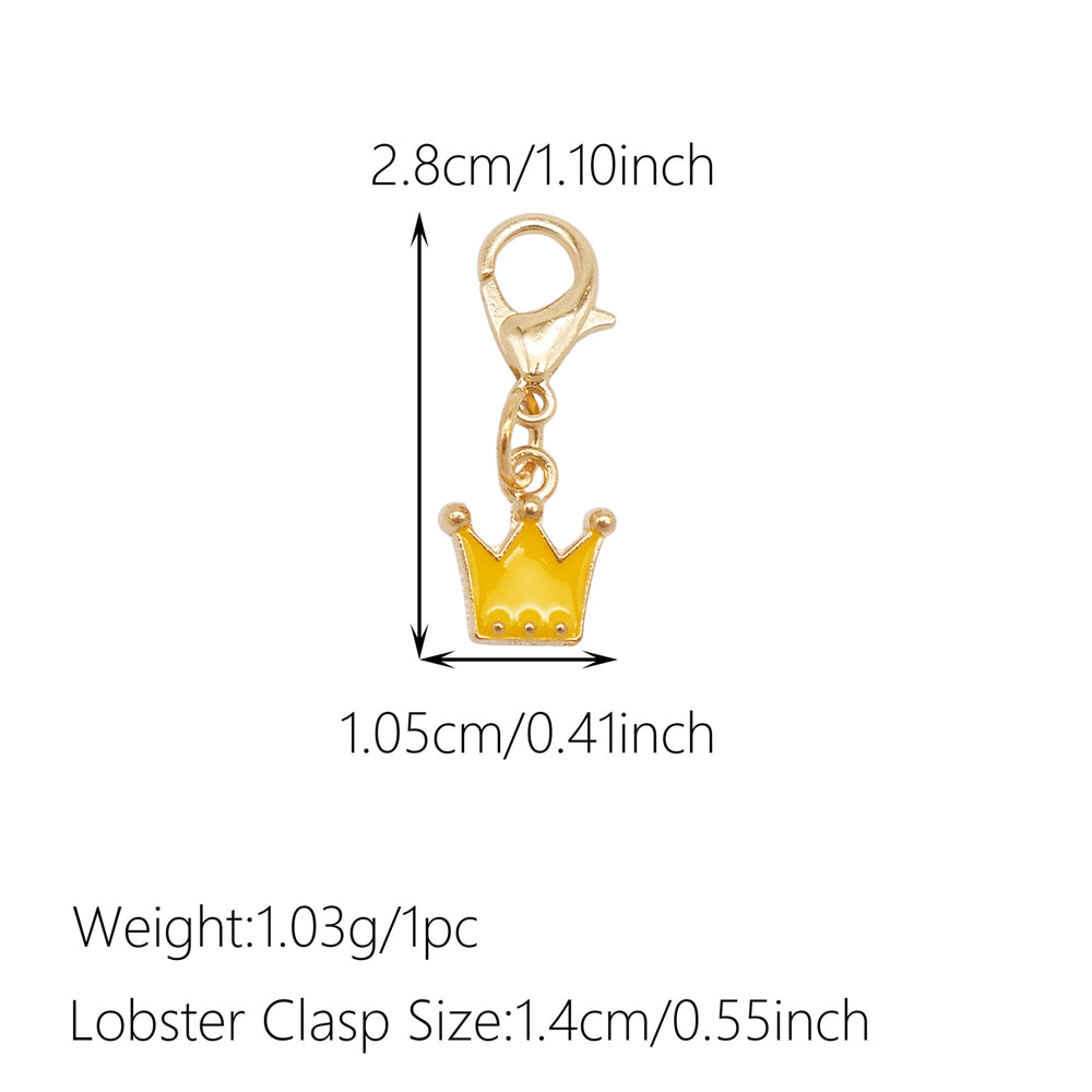 1pc Yellow Themed Enamel Charm with Clasp - Clip on Pendant with Flower Fruit Charm for Bag Key Hanging Decor, Phone Chain DIY Supplies