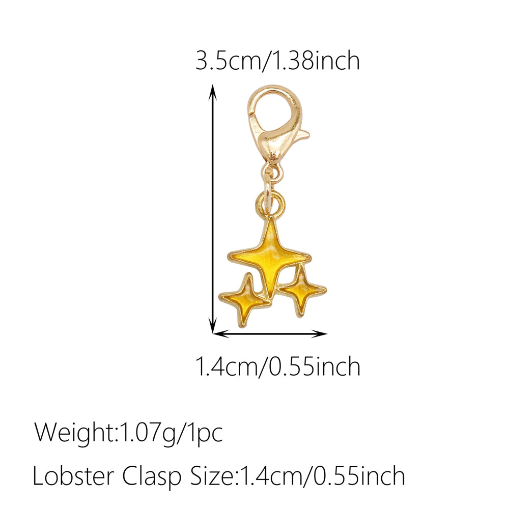 1pc Yellow Themed Enamel Charm with Clasp - Clip on Pendant with Flower Fruit Charm for Bag Key Hanging Decor, Phone Chain DIY Supplies