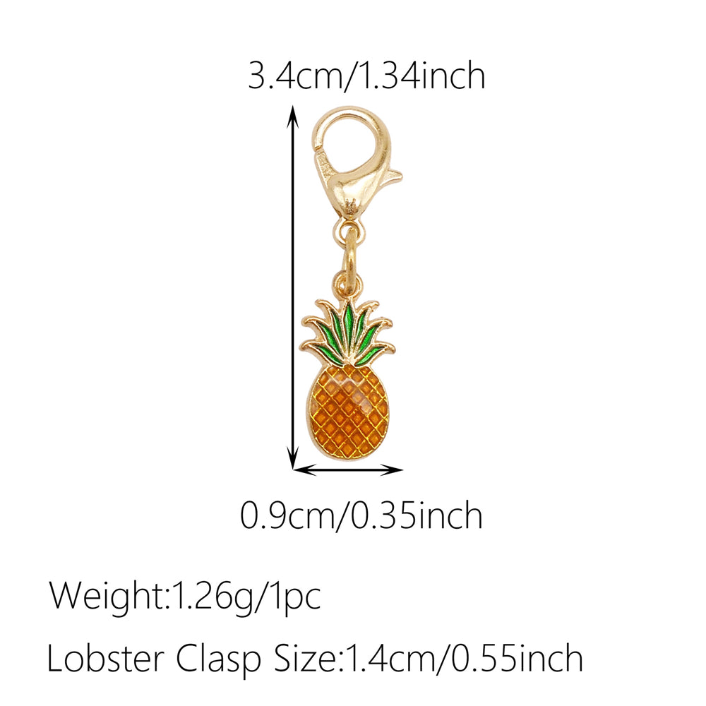 1pc Yellow Themed Enamel Charm with Clasp - Clip on Pendant with Flower Fruit Charm for Bag Key Hanging Decor, Phone Chain DIY Supplies
