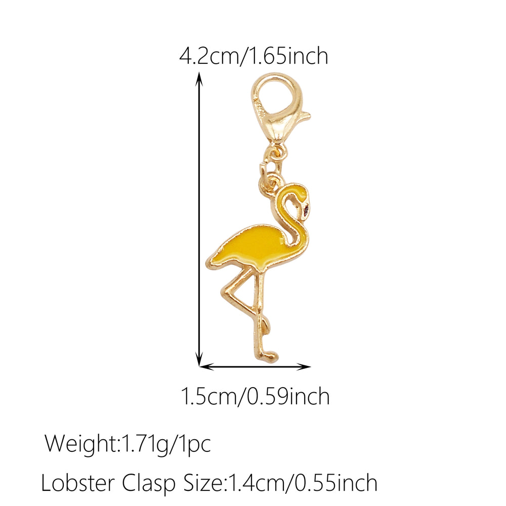 1pc Yellow Themed Enamel Charm with Clasp - Clip on Pendant with Flower Fruit Charm for Bag Key Hanging Decor, Phone Chain DIY Supplies
