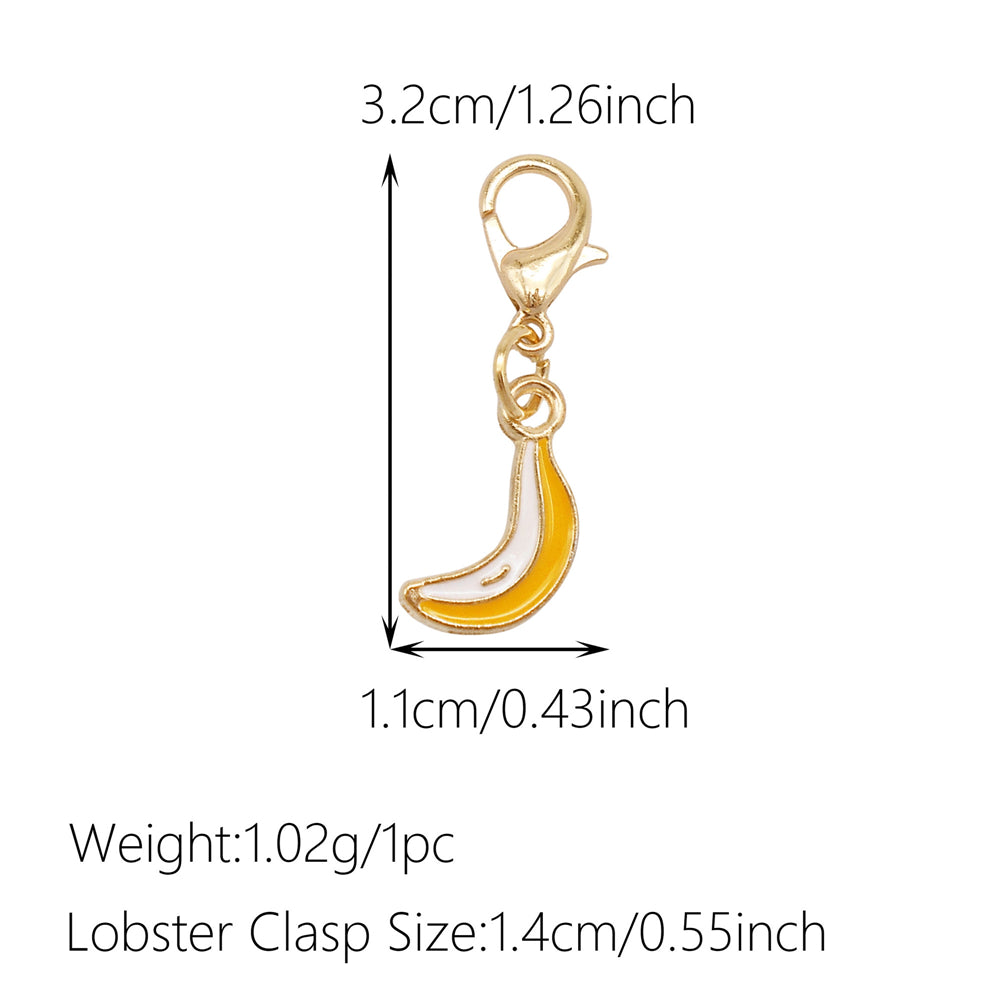 1pc Yellow Themed Enamel Charm with Clasp - Clip on Pendant with Flower Fruit Charm for Bag Key Hanging Decor, Phone Chain DIY Supplies