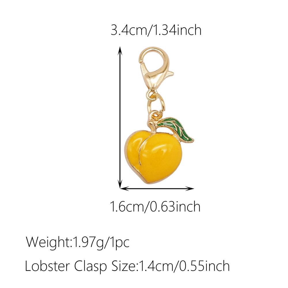 1pc Yellow Themed Enamel Charm with Clasp - Clip on Pendant with Flower Fruit Charm for Bag Key Hanging Decor, Phone Chain DIY Supplies