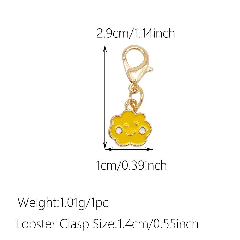 1pc Yellow Themed Enamel Charm with Clasp - Clip on Pendant with Flower Fruit Charm for Bag Key Hanging Decor, Phone Chain DIY Supplies