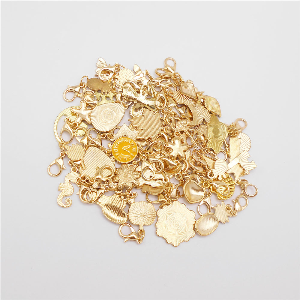 1pc Yellow Themed Enamel Charm with Clasp - Clip on Pendant with Flower Fruit Charm for Bag Key Hanging Decor, Phone Chain DIY Supplies