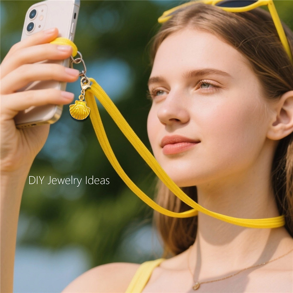 1pc Yellow Themed Enamel Charm with Clasp - Clip on Pendant with Flower Fruit Charm for Bag Key Hanging Decor, Phone Chain DIY Supplies