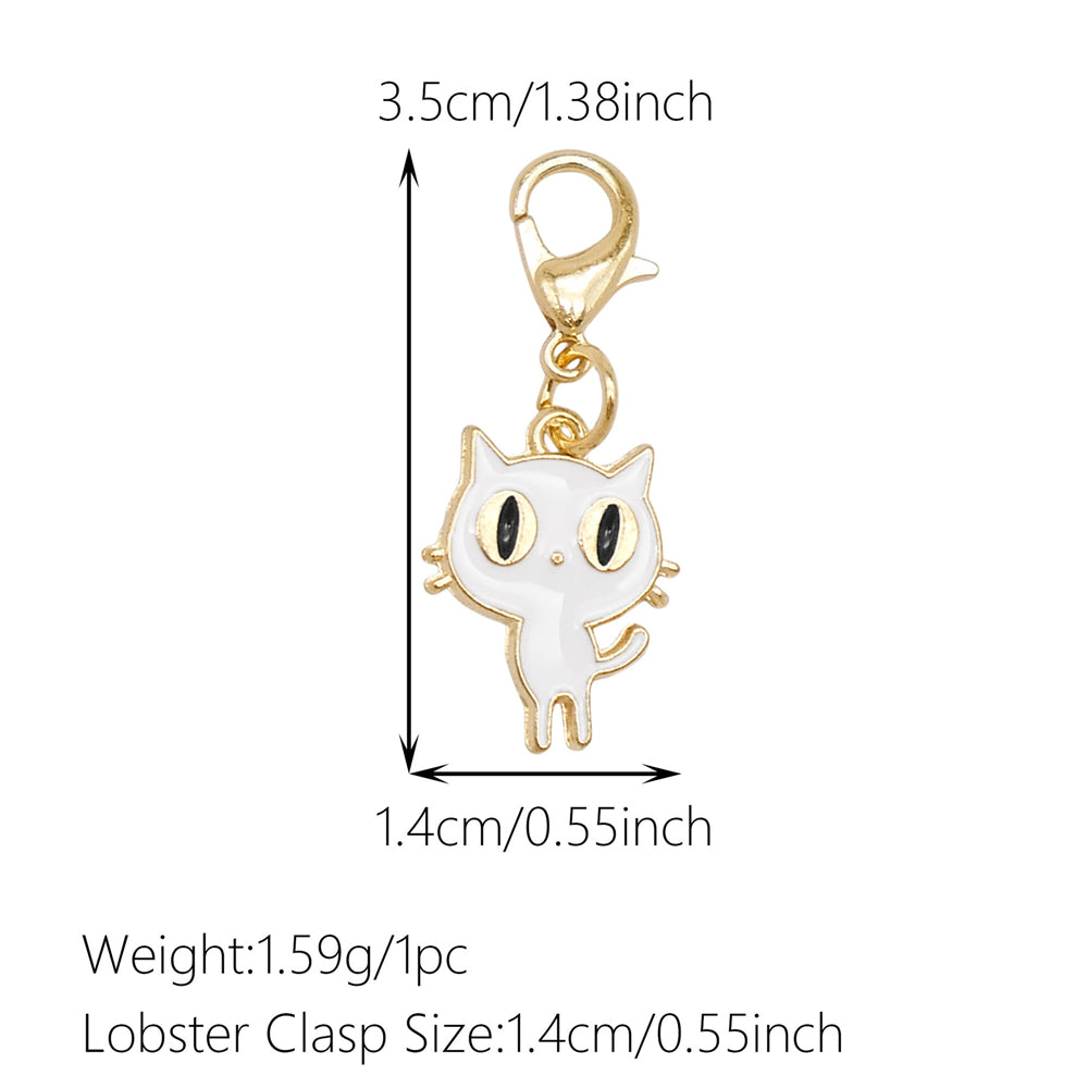 1pc White Series Enamel Charms with Lobster Clasp - Bowknot Flower Shaped Charm Pendant for Jewelry Making, DIY Keychain Supplies, Bag Purse Decor