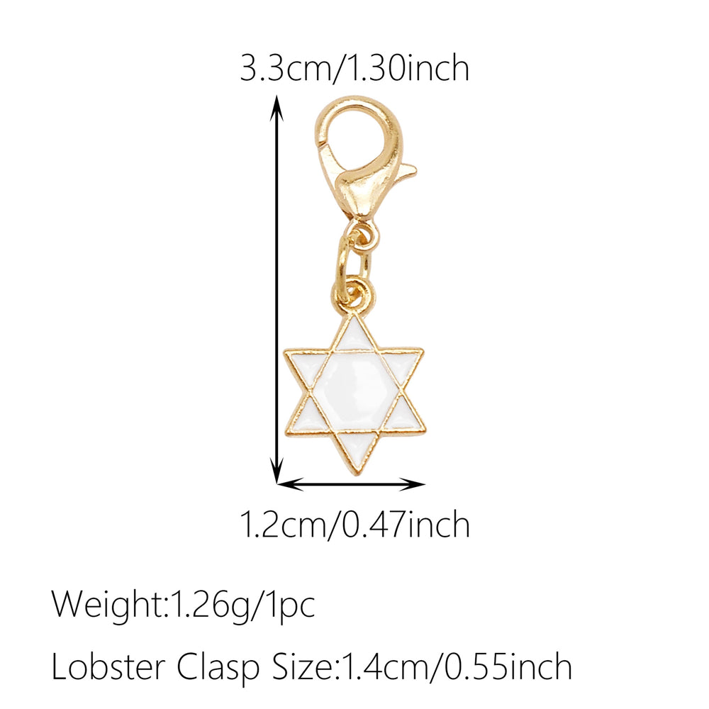 1pc White Series Enamel Charms with Lobster Clasp - Bowknot Flower Shaped Charm Pendant for Jewelry Making, DIY Keychain Supplies, Bag Purse Decor