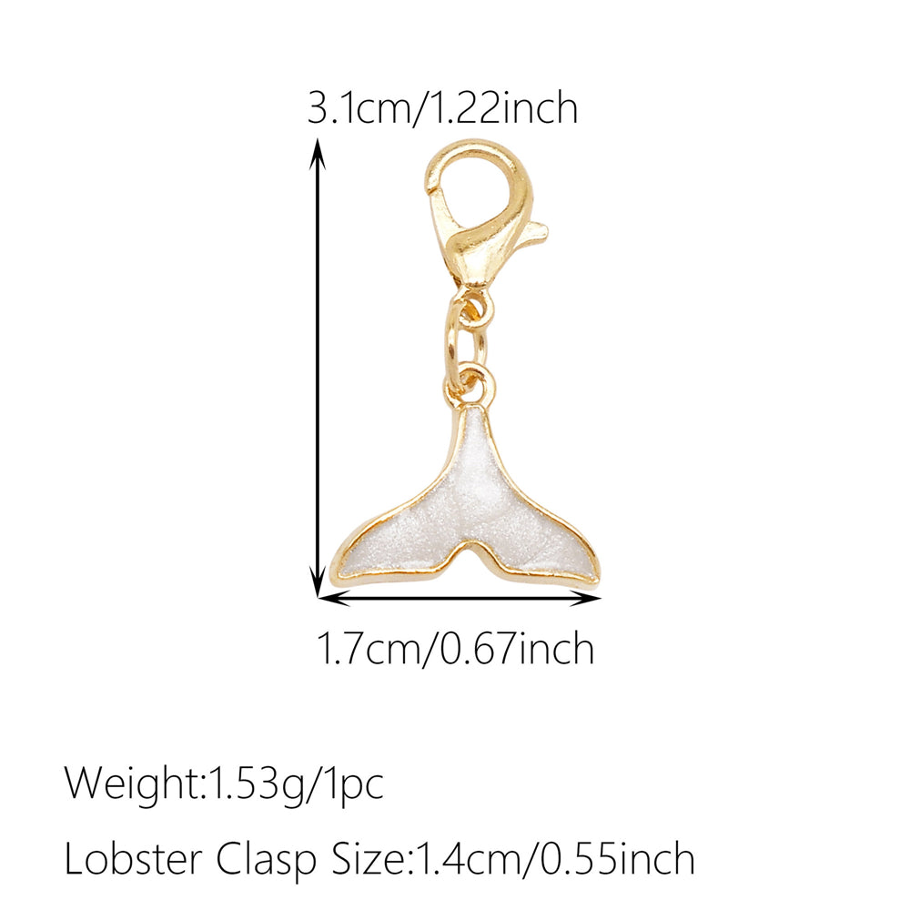 1pc White Series Enamel Charms with Lobster Clasp - Bowknot Flower Shaped Charm Pendant for Jewelry Making, DIY Keychain Supplies, Bag Purse Decor