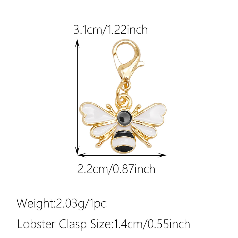 1pc White Series Enamel Charms with Lobster Clasp - Bowknot Flower Shaped Charm Pendant for Jewelry Making, DIY Keychain Supplies, Bag Purse Decor