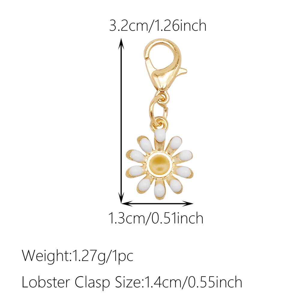1pc White Series Enamel Charms with Lobster Clasp - Bowknot Flower Shaped Charm Pendant for Jewelry Making, DIY Keychain Supplies, Bag Purse Decor