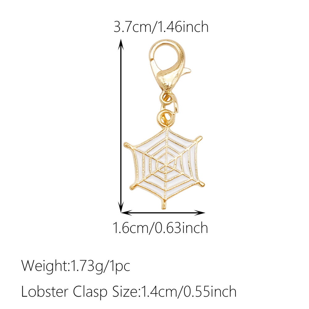 1pc White Series Enamel Charms with Lobster Clasp - Bowknot Flower Shaped Charm Pendant for Jewelry Making, DIY Keychain Supplies, Bag Purse Decor