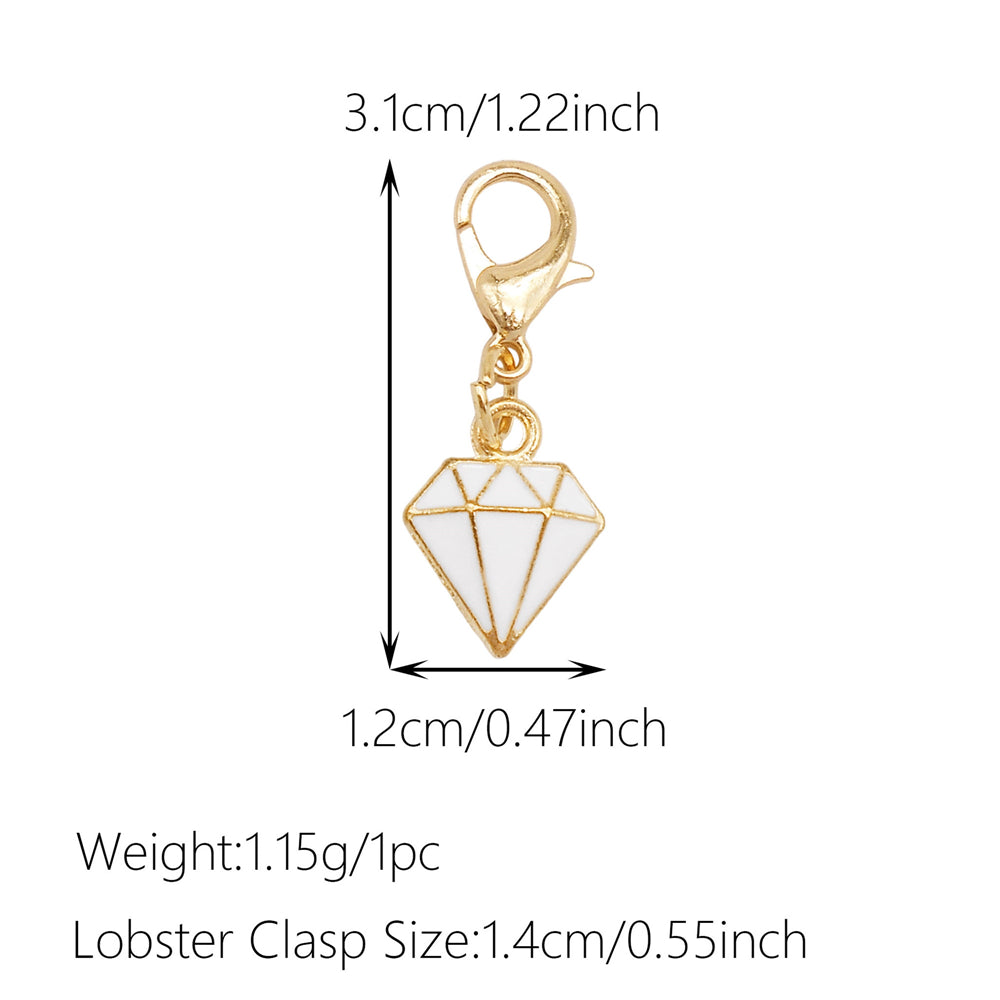 1pc White Series Enamel Charms with Lobster Clasp - Bowknot Flower Shaped Charm Pendant for Jewelry Making, DIY Keychain Supplies, Bag Purse Decor