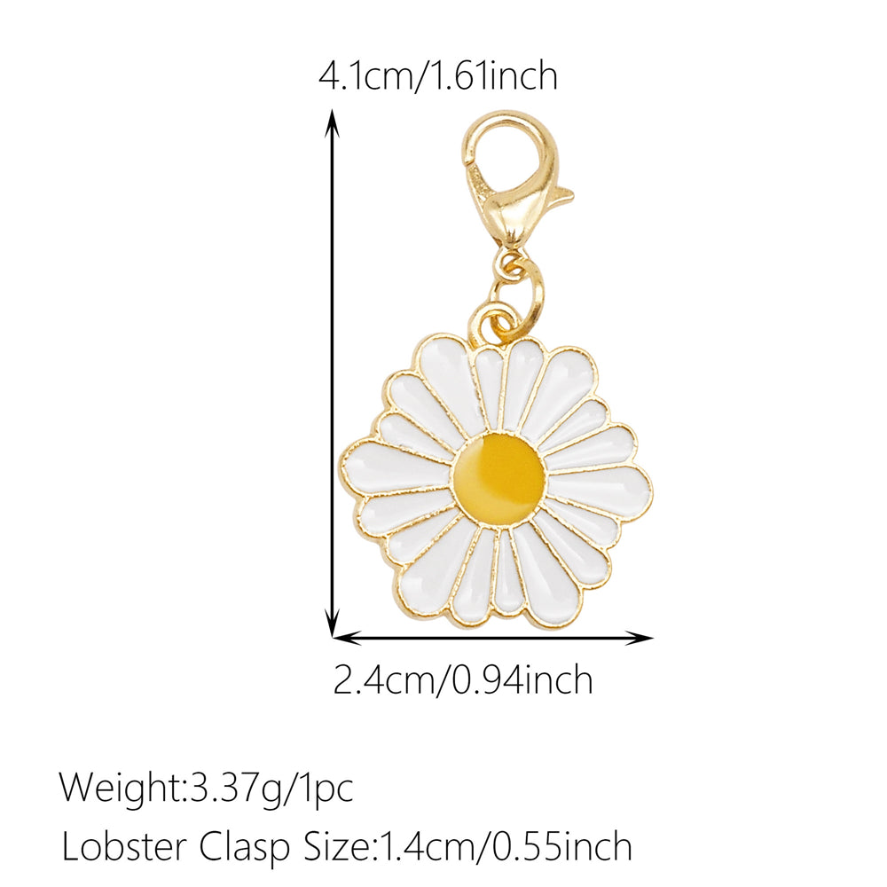 1pc White Series Enamel Charms with Lobster Clasp - Bowknot Flower Shaped Charm Pendant for Jewelry Making, DIY Keychain Supplies, Bag Purse Decor