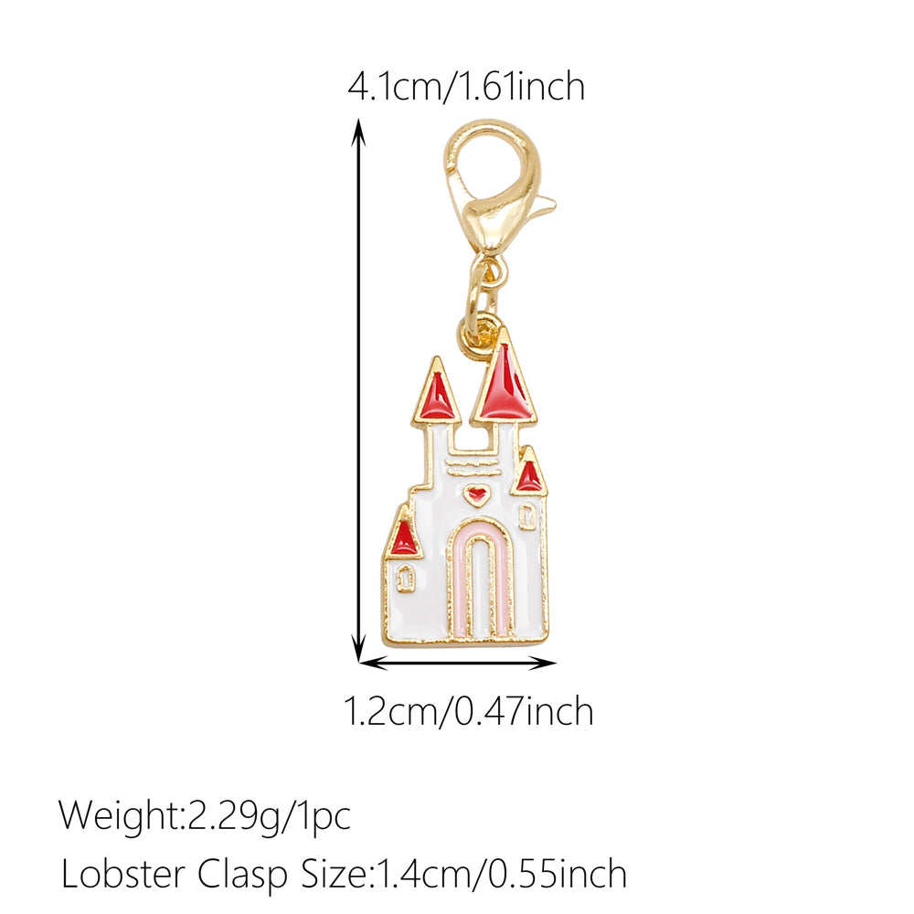 1pc White Series Enamel Charms with Lobster Clasp - Bowknot Flower Shaped Charm Pendant for Jewelry Making, DIY Keychain Supplies, Bag Purse Decor