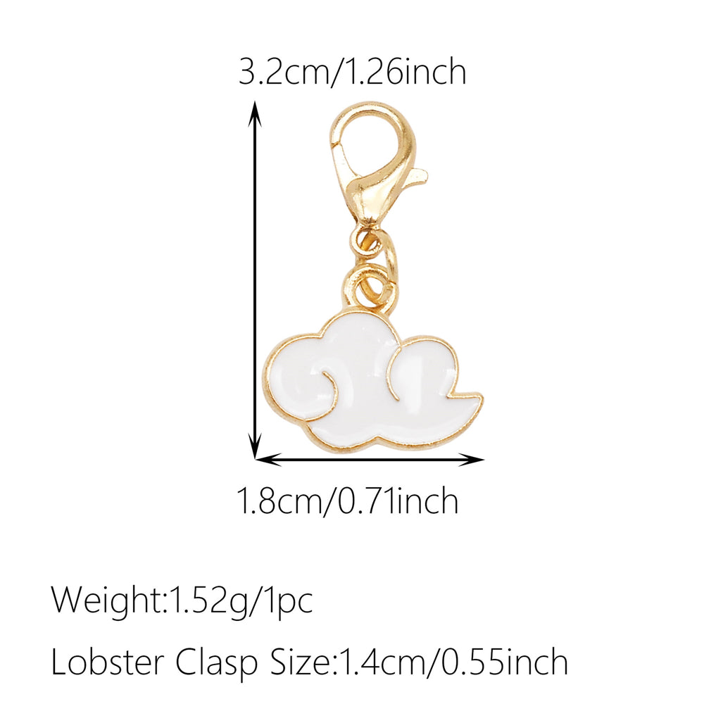 1pc White Series Enamel Charms with Lobster Clasp - Bowknot Flower Shaped Charm Pendant for Jewelry Making, DIY Keychain Supplies, Bag Purse Decor